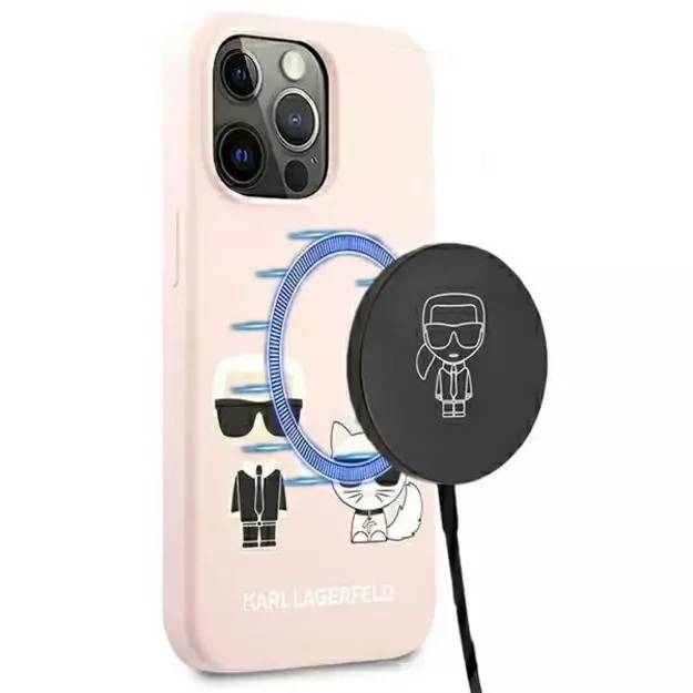 Karl Lagerfeld KLHMP13XSSKCI iPhone 13 Pro Max 6,7  hardcase jasnoróżowy/light pink Silicone Ikonik Karl & Choupette Magsafe