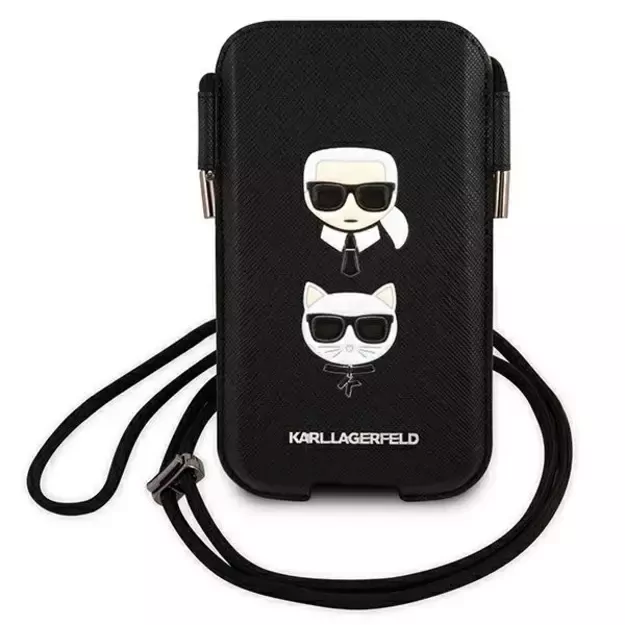 Karl Lagerfeld Torebka KLHCP12MOPHKCK 6,1  czarny/black hardcase Saffiano Ikonik Karl&Choupette Head 1