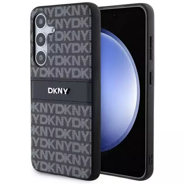 DKNY Leather Mono Stripe &amp  Metal Logo case for Samsung Galaxy S24+ - black