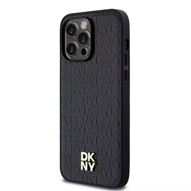 DKNY Leather Pattern Metal Logo MagSafe case for iPhone 13 Pro Max - black 8