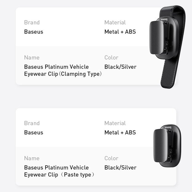 Baseus car glasses clip holder for glasses black (ACYJN-B01) 18