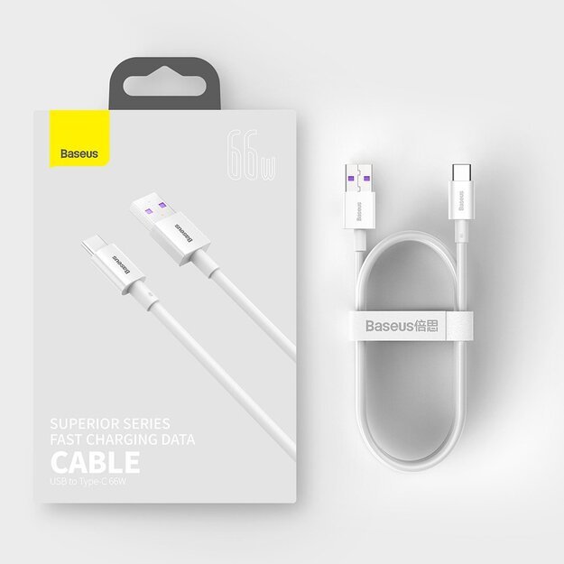 Baseus Superior USB Cable - USB Type C 66 W 6A 1 m White (CATYS-02) 15