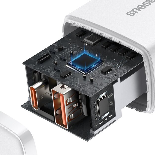 Baseus Compact fast charger USB / USB Type C 20W 3A Power Delivery Quick Charge 3.0 white (CCXJ-B02) 5