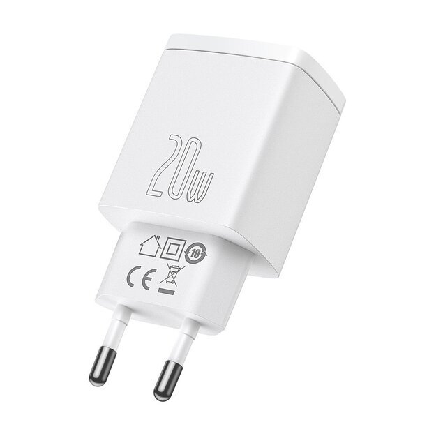 Baseus Compact fast charger USB / USB Type C 20W 3A Power Delivery Quick Charge 3.0 white (CCXJ-B02) 3