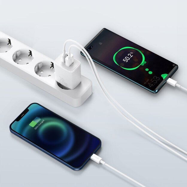 Baseus Compact fast charger USB / USB Type C 20W 3A Power Delivery Quick Charge 3.0 white (CCXJ-B02) 7