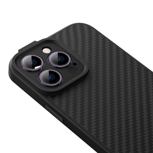 Armored case for iPhone 14 Pro Max compatible with MagSafe Baseus Synthetic Fiber tempered glass - black 5
