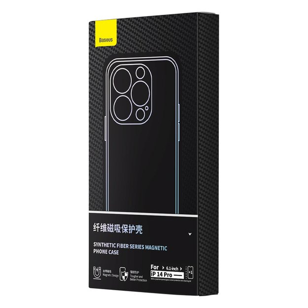 Armored case for iPhone 14 Pro Max compatible with MagSafe Baseus Synthetic Fiber tempered glass - black 6