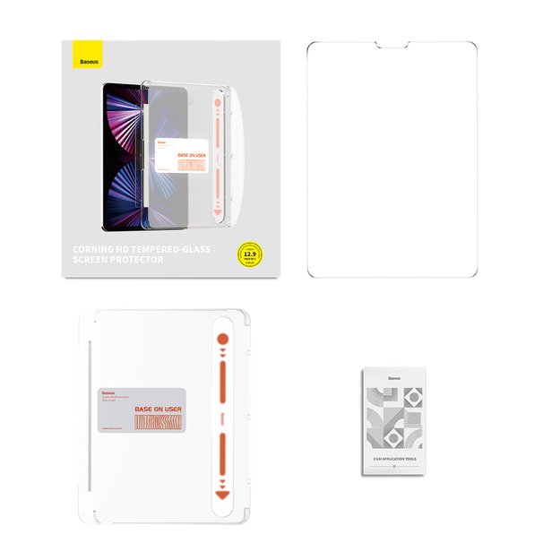Baseus Crystal tempered glass for iPad Pro 12.9   (2018/2020/2021/2022) + mounting kit - transparent 2