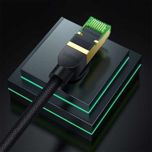Baseus fast RJ45 cat. network cable. 8 40Gbps 20m braided black 8