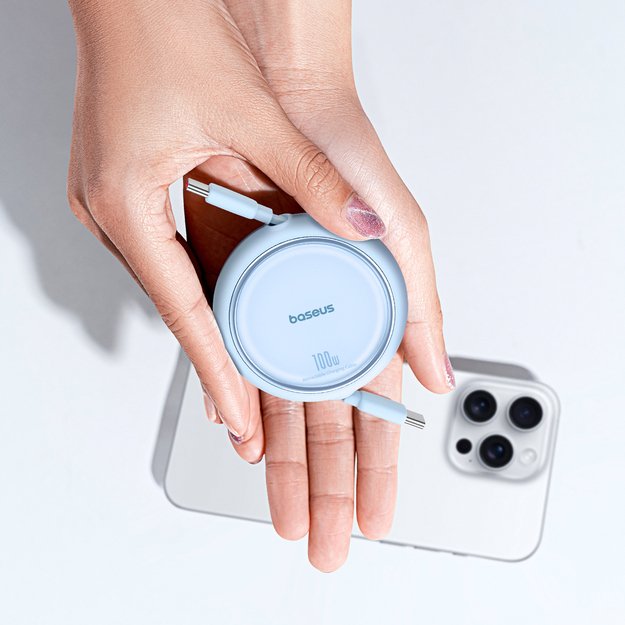Baseus Free2Draw Mini USB-C - USB-C 100W 1m retractable cable - blue 8