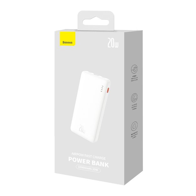 Baseus Airpow 20W 10000mAh Power Bank with Baseus Simple Series USB-A - USB-C 30 cm Cable - White 3