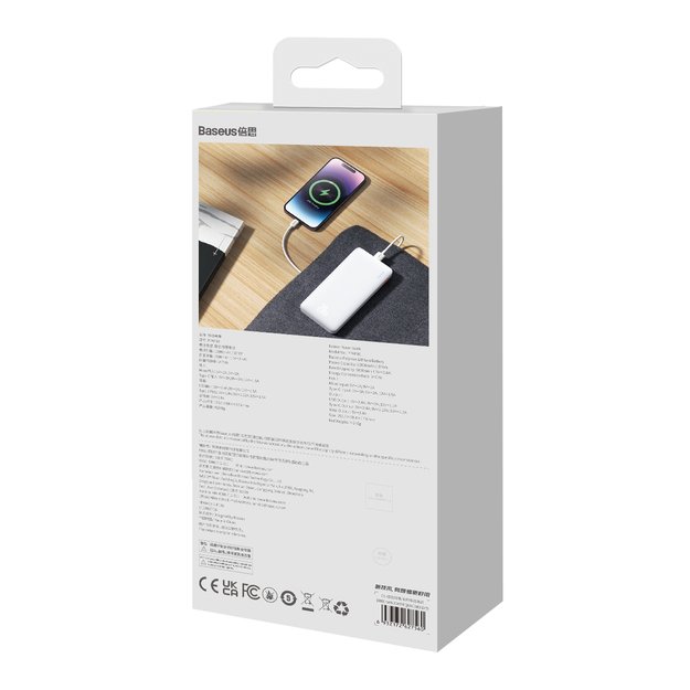 Baseus Airpow 20W 10000mAh Power Bank with Baseus Simple Series USB-A - USB-C 30 cm Cable - White 4