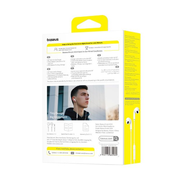 Baseus Encok HZ19 Wired In-Ear Headphones with Mini Jack - White 7