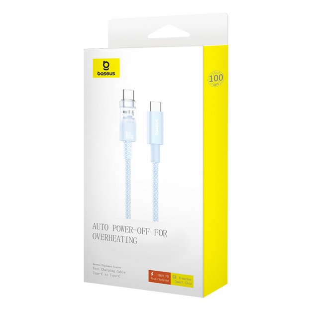 Baseus Explorer 100W USB-C - USB-C Cable with Intelligent Temperature Sensor 1m - Blue 7