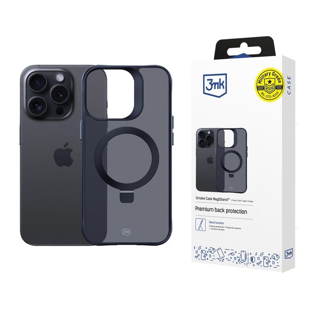 3mk Smoke Case Mag&amp Stand for Apple iPhone 14 pro - black