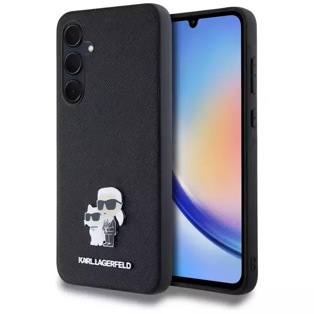 Karl Lagerfeld Saffiano Karl&amp Choupette Pin case for Samsung Galaxy A35 - black