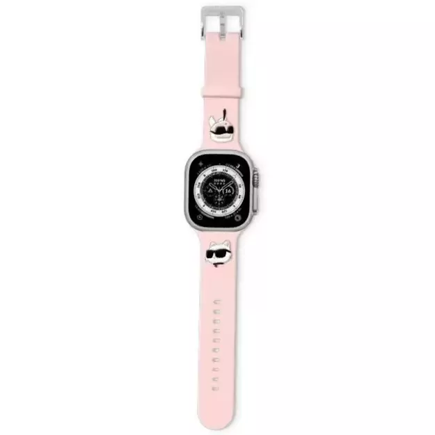 Karl Lagerfeld 3D Rubber Karl&amp Choupette Heads strap for Apple Watch 38/40/41mm - pink