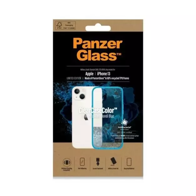 PanzerGlass ClearCase antibacterial case with Military Grade certificate for iPhone 13 / 14 / 15 - transparent blue 4