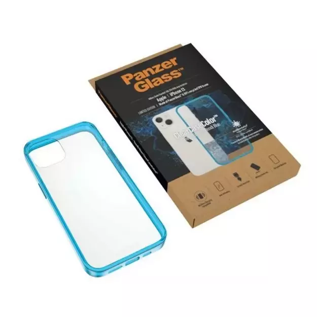 PanzerGlass ClearCase antibacterial case with Military Grade certificate for iPhone 13 / 14 / 15 - transparent blue 3