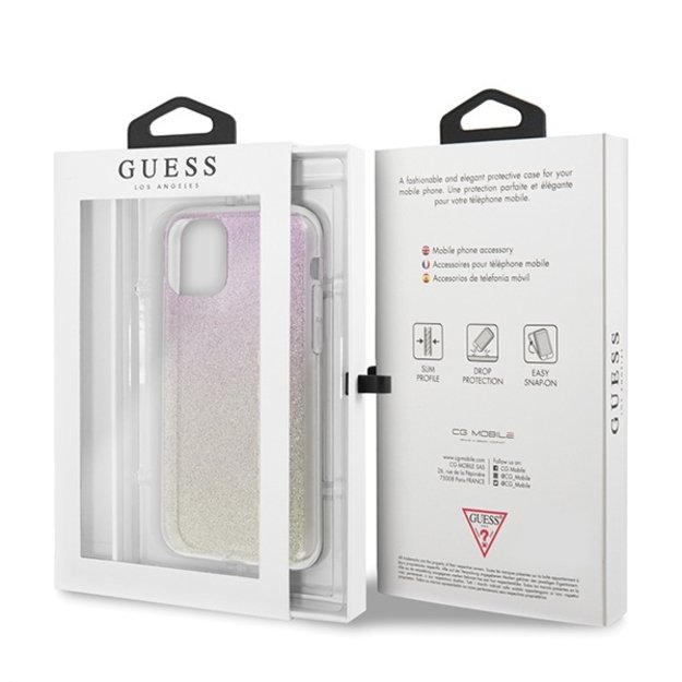 Guess GUHCN65PCUGLGPI iPhone 11 Pro Max rose gold/gold pink hard case Gradient Glitter 12