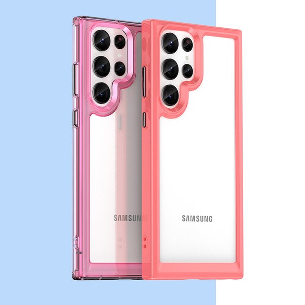 Outer Space Case Case for Samsung Galaxy S22 Ultra Hard Cover with Gel Frame Red 14