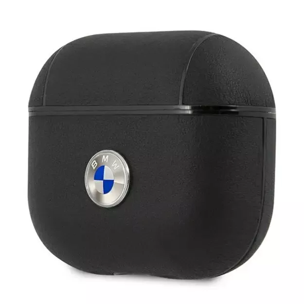 BMW BMA3SSLBK AirPods 3 cover czarny/black Geniune Leather Silver Logo 4