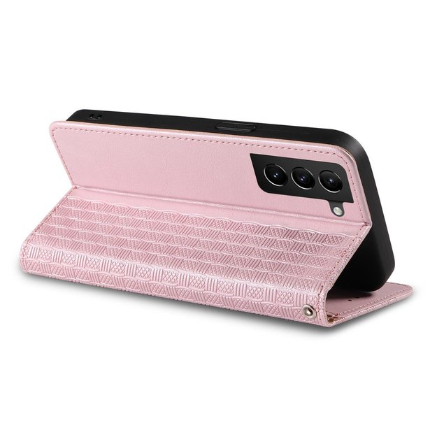 Magnet Strap Case Case for Samsung Galaxy S22 + (S22 Plus) Pouch Wallet + Mini Lanyard Pendant Pink 9