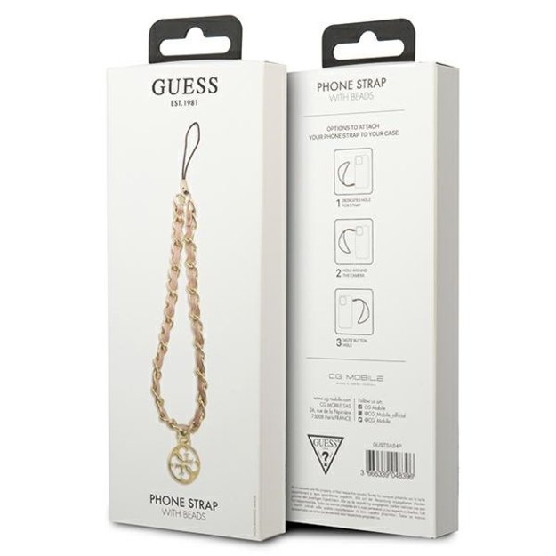Guess pendant GUTSAS4P Phone Strap pink/pink Chain Metal 4G Charm 3