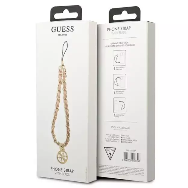 Guess pendant GUTSAS4P Phone Strap pink/pink Chain Metal 4G Charm 3