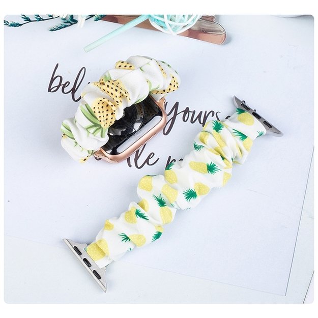 Fabric Apple Watch Band 42/44/45mm Strap Bracelet Elastic Band - Yellow 14