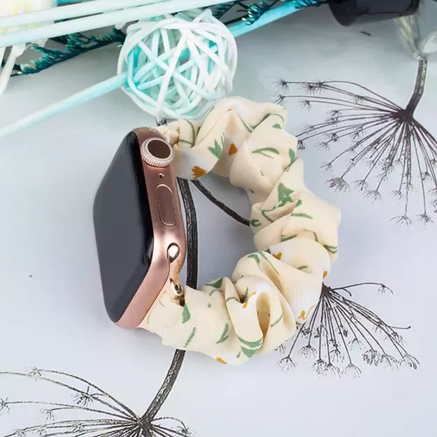 Fabric Apple Watch Band 42/44/45mm Strap Bracelet Elastic Band - Yellow 1
