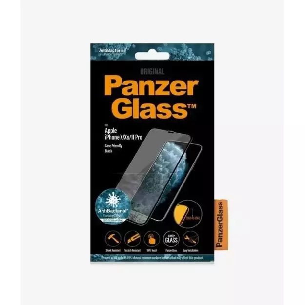 PanzerGlass E2E Super+ tempered glass for iPhone X / XS /11 Pro - with black frame 2