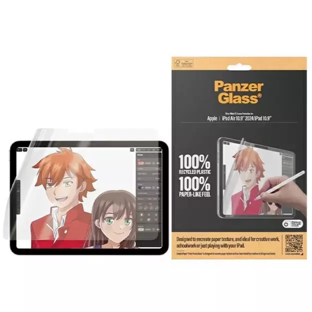 Antibacterial PanzerGlass GraphicPaper foil with a glare filter for iPad Air 13  2024 / iPad 10.9 