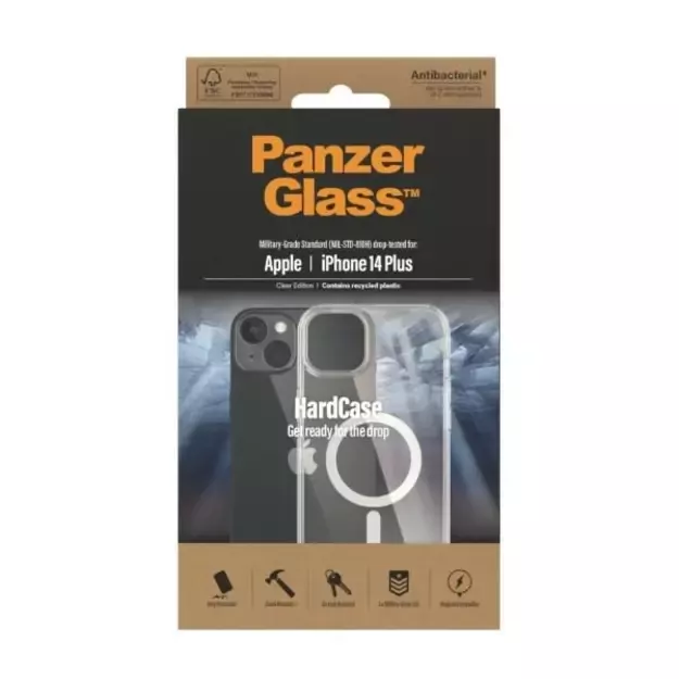 PanzerGlass HardCase with MagSafe Antibacterial Military Grade Certified Case for iPhone 14 Plus / 15 Plus - Transparent 4