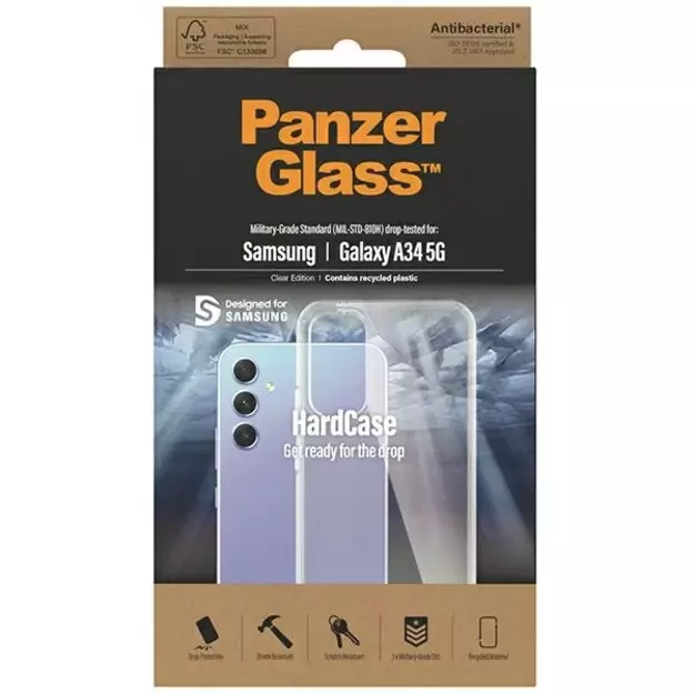 PanzerGlass HardCase antibacterial Military Grade certified case for Samsung Galaxy A34 5G - transparent 3