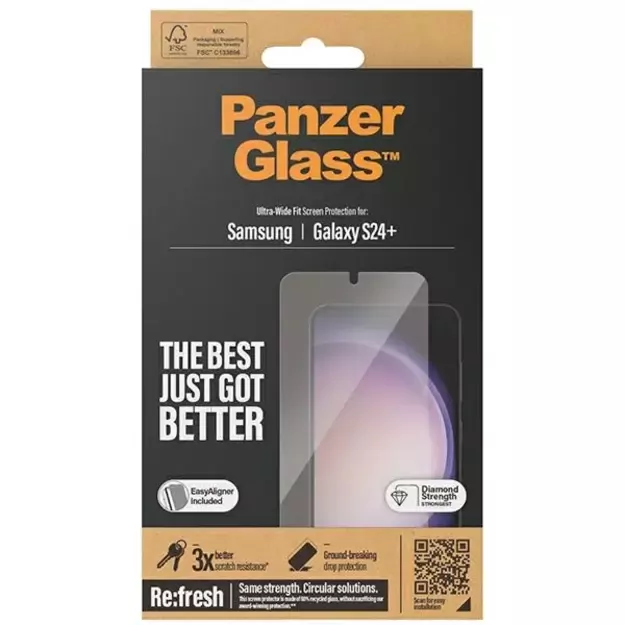 PanzerGlass Ultra-Wide Fit tempered glass with applicator for Samsung Galaxy S24+ 3
