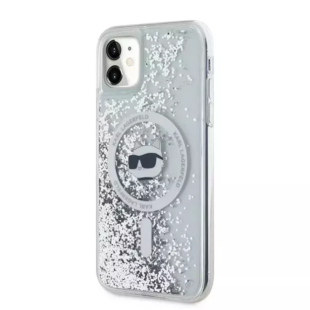 Karl Lagerfeld Liquid Glitter Choupette Head MagSafe Case for iPhone 11 / Xr - Transparent 8