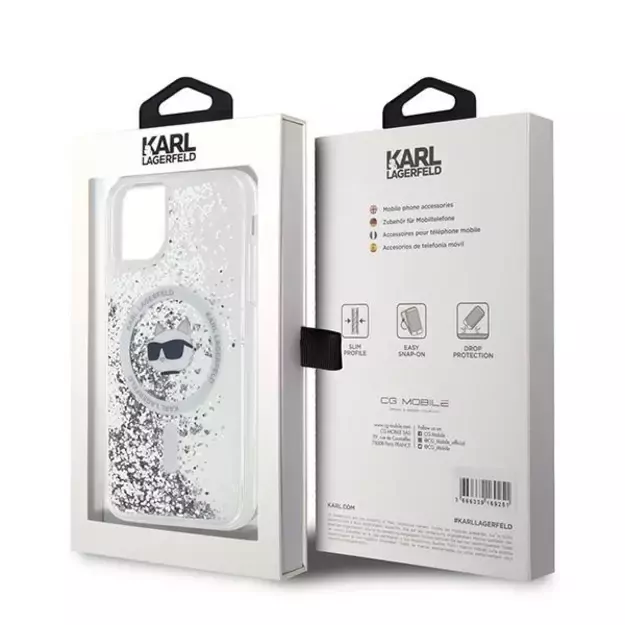 Karl Lagerfeld Liquid Glitter Choupette Head MagSafe Case for iPhone 11 / Xr - Transparent 14