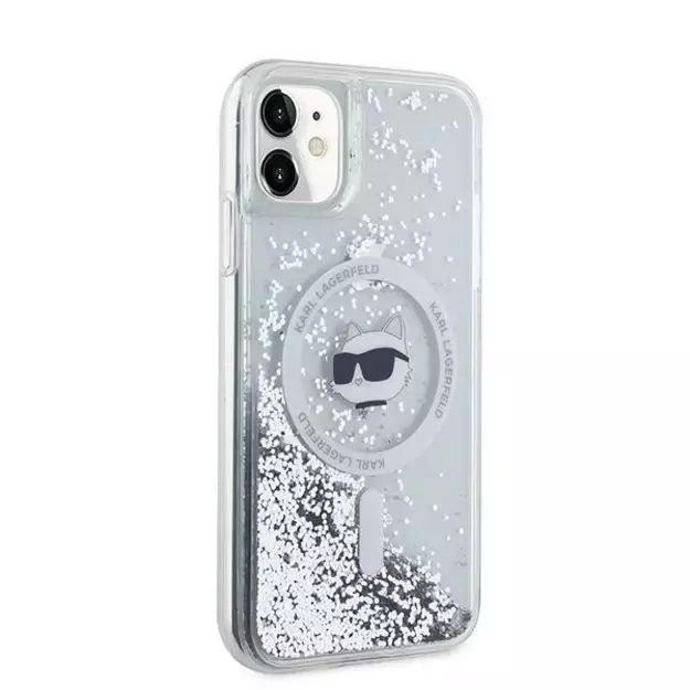 Karl Lagerfeld Liquid Glitter Choupette Head MagSafe Case for iPhone 11 / Xr - Transparent 10