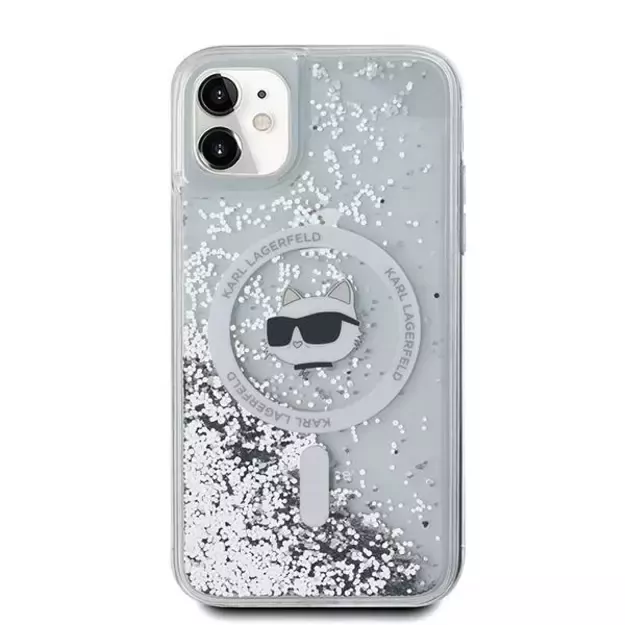Karl Lagerfeld Liquid Glitter Choupette Head MagSafe Case for iPhone 11 / Xr - Transparent 9