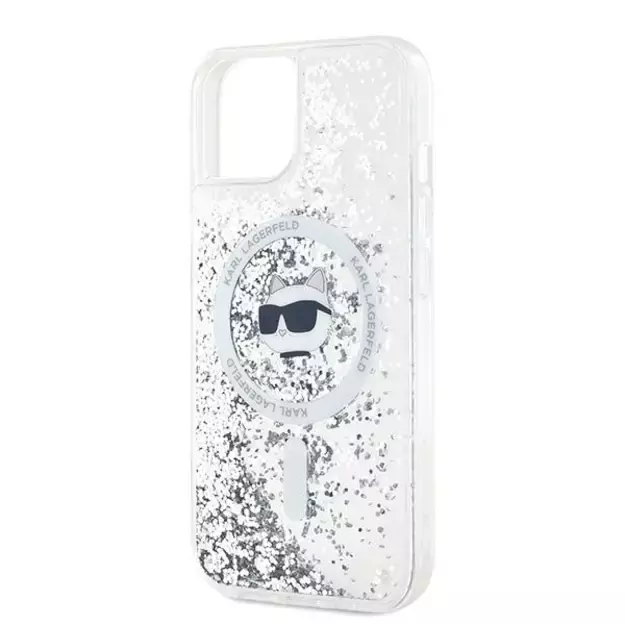 Karl Lagerfeld Liquid Glitter Choupette Head MagSafe case for iPhone 14 / 15 / 13 - transparent 12