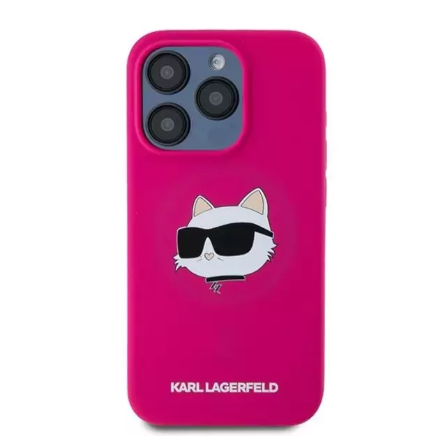 Karl Lagerfeld Silicone Choupette Head MagSafe case for iPhone 15 Pro Max - pink 9