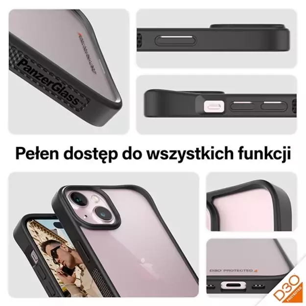 Military Grade Certified PanzerGlass ClearCase iPhone 15 Case - Transparent &amp  Black 10