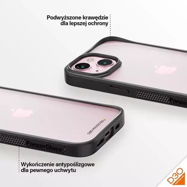 Military Grade Certified PanzerGlass ClearCase iPhone 15 Case - Transparent &amp  Black 11