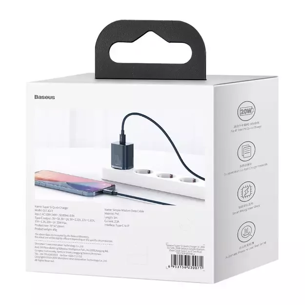 Baseus Super Si 1C fast charger USB Type C 20 W Power Delivery blue (CCSUP-B03) 5