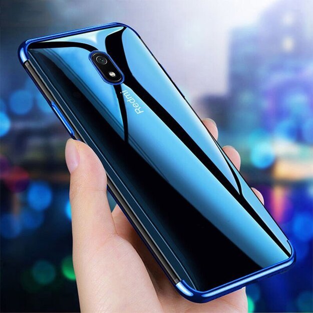 Clear Color Case Gel TPU Electroplating frame Cover for Xiaomi Redmi 8A blue 16