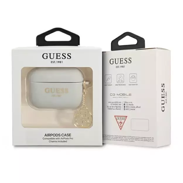 Guess GUAPLSC4EG AirPods Pro cover grey/grey Silicone Charm 4G Collection 2