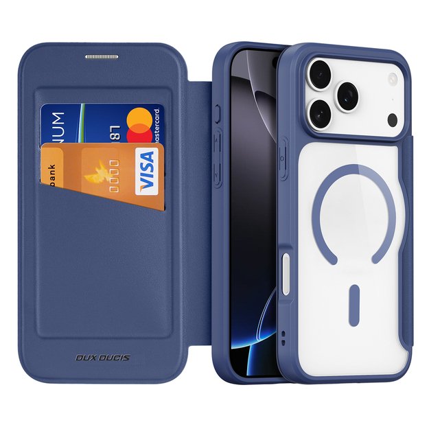 Etui Dux Ducis Skin X Pro na iPhone 17 Pro z portfelem, kompatybilne z MagSafe – niebieskie 7
