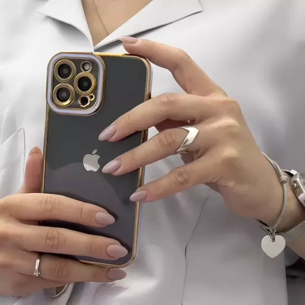 Fashion Case Case for Samsung Galaxy A12 5G Gold Frame Gel Cover Purple 6