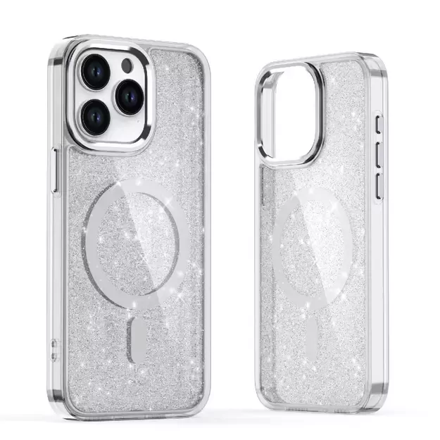 Glitter Case MagSafe for iPhone 16 - white with glitter 8
